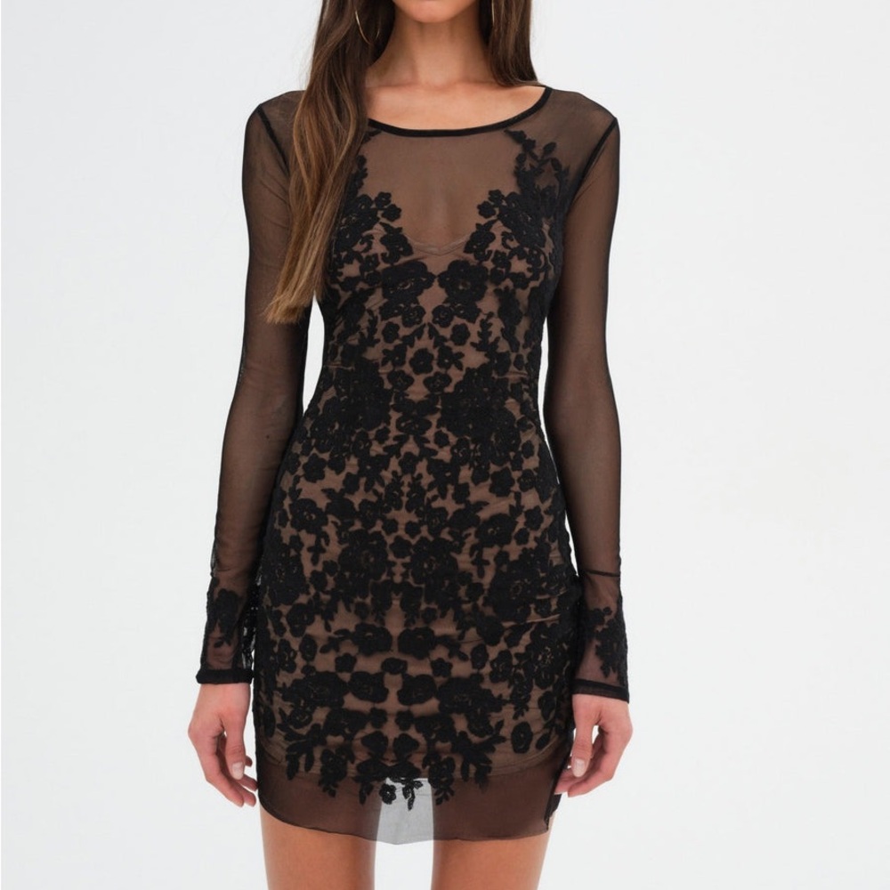 For Love And Lemons Black Floral Mini Dress